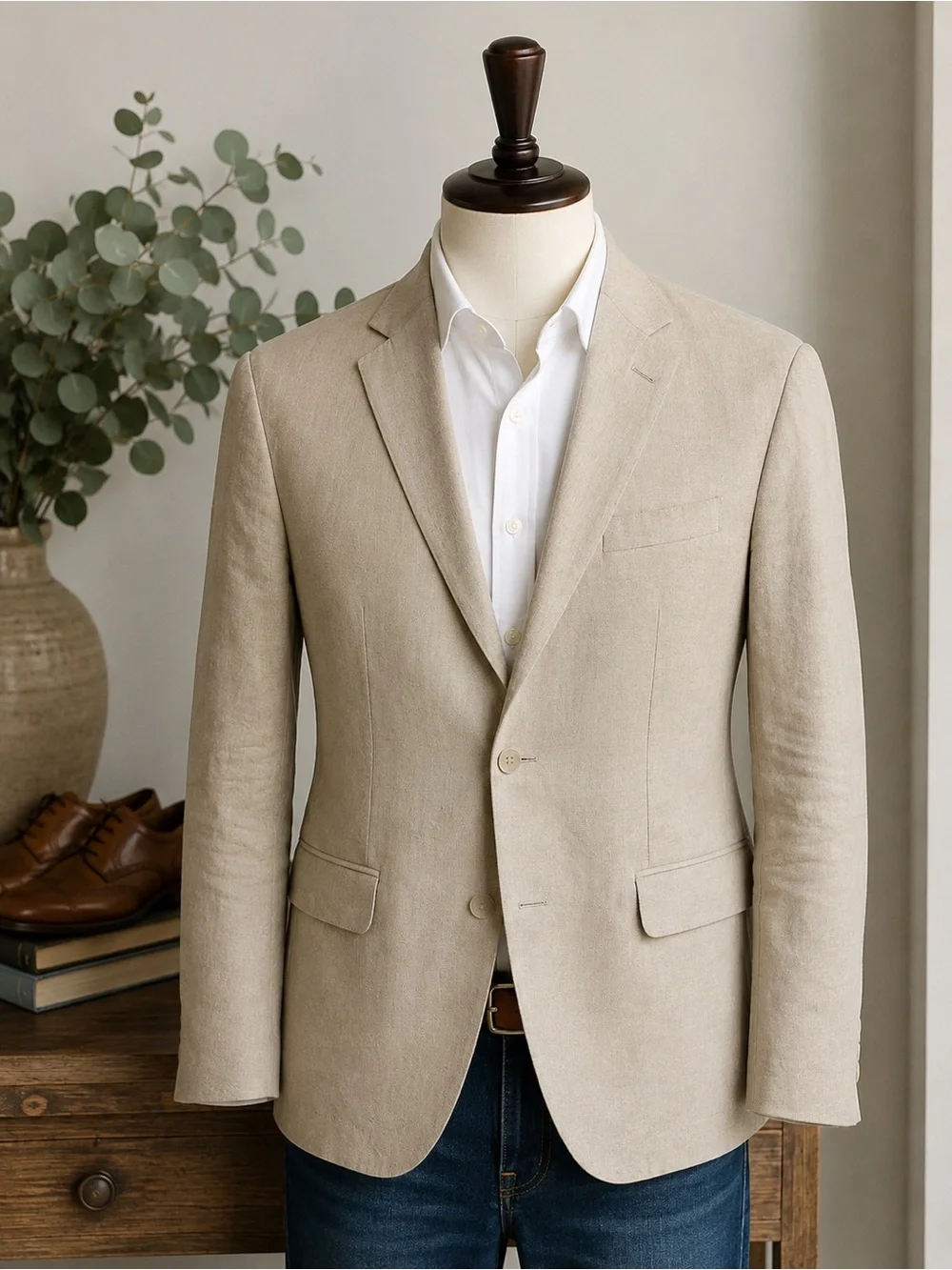 Lauren Ralph Lauren Men’s Linen Blend Sport Coat Blazer Beige Paisley Lining